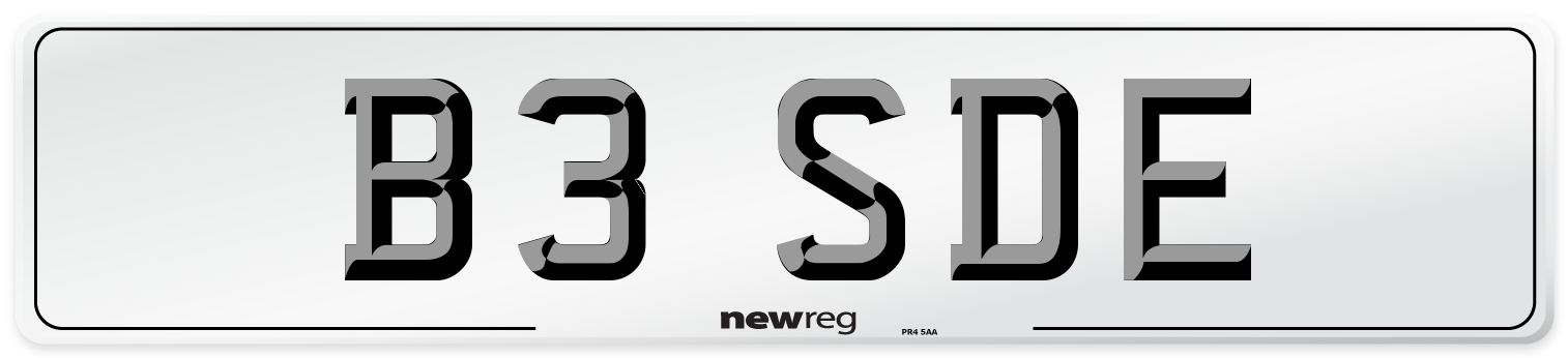 B3 SDE Number Plate from New Reg
